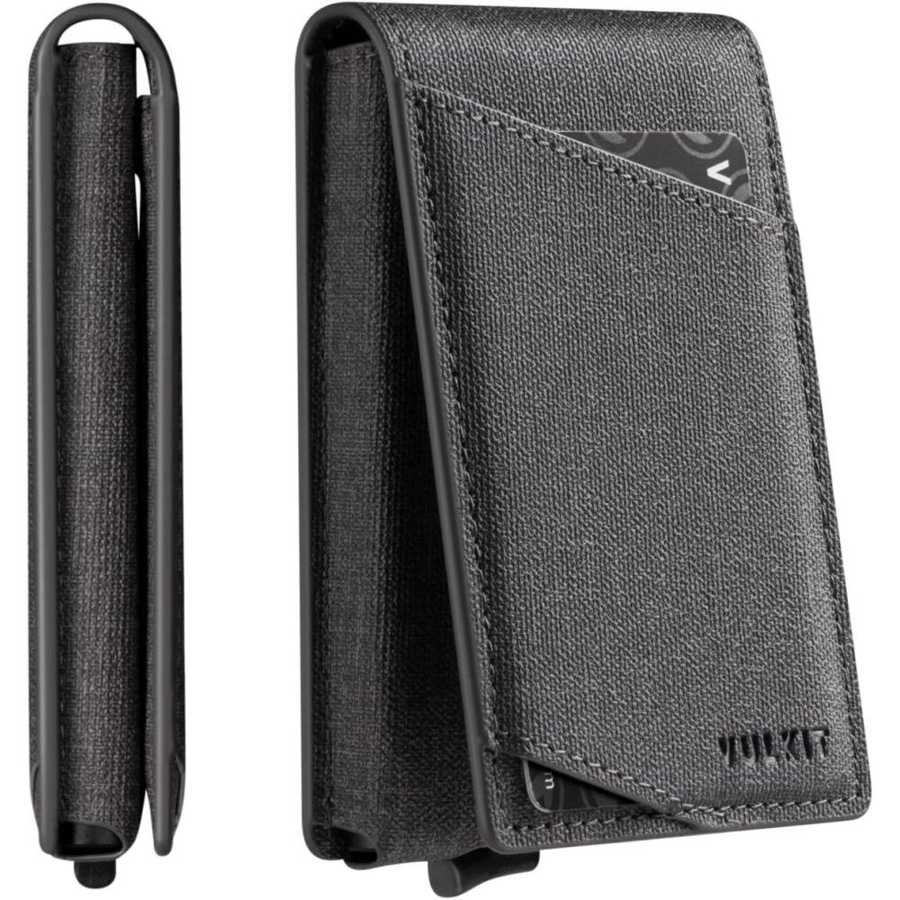 image:imageVULKIT Pop Up Wallet for Men Credit Card Holder Minimalist Slim Bifold Wallets RFID Blocking with Gift Box EspressoGrey
