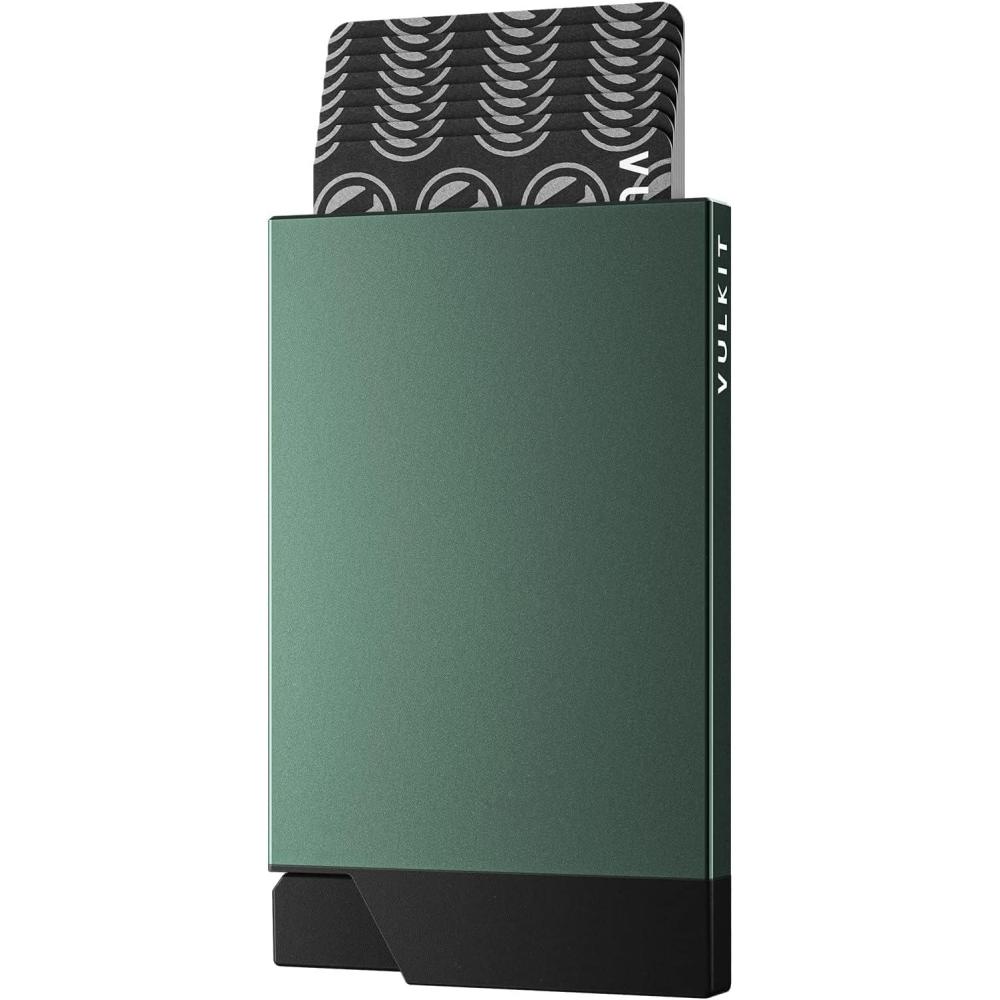 image:imageVULKIT Pop up Card Holder Minimalist Credit Card Holder RFID Blocking Slim Metal Card Case for Men or WomenRose GoldMidnight Green