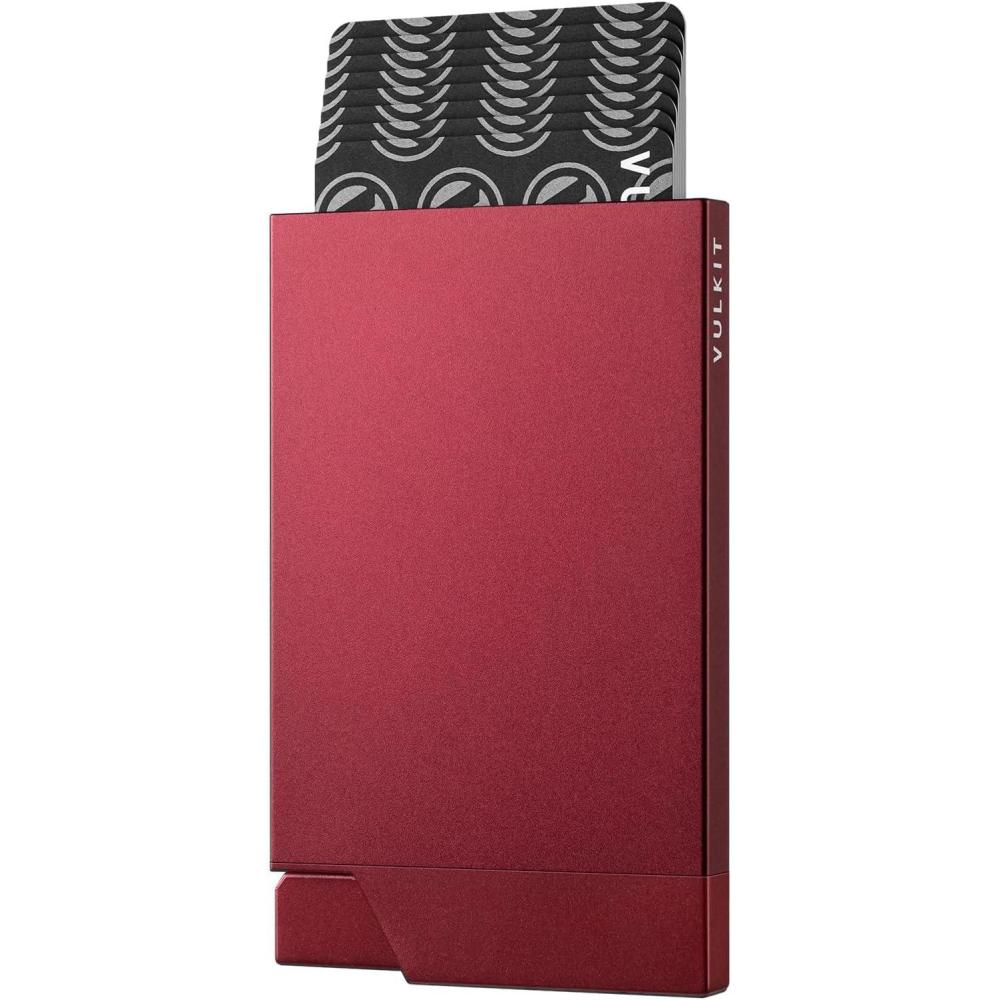 image:imageVULKIT Pop up Card Holder Minimalist Credit Card Holder RFID Blocking Slim Metal Card Case for Men or WomenRose GoldNEWWine