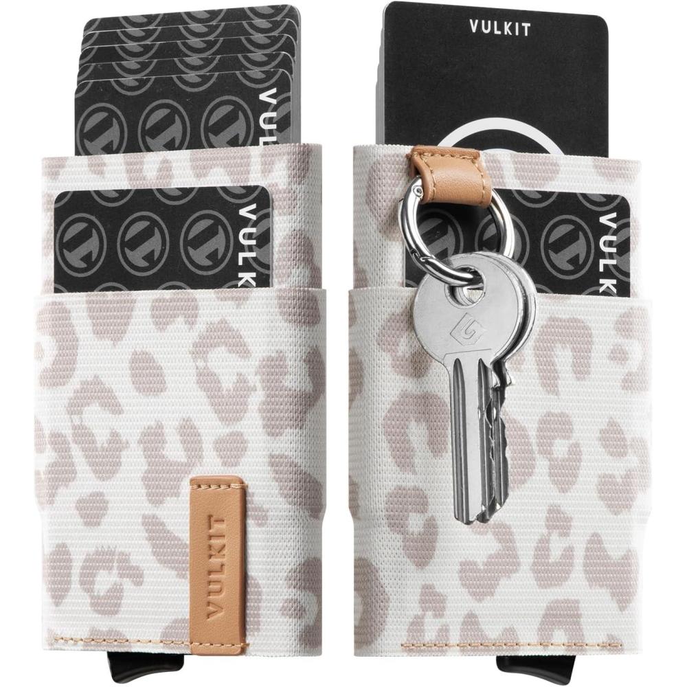 image:imageVULKIT Pop up Wallet for Women with Keychain RFID Blocking Minimalist Slim Credit Card Holder for Gift Leopard KhakiLeopard Khaki