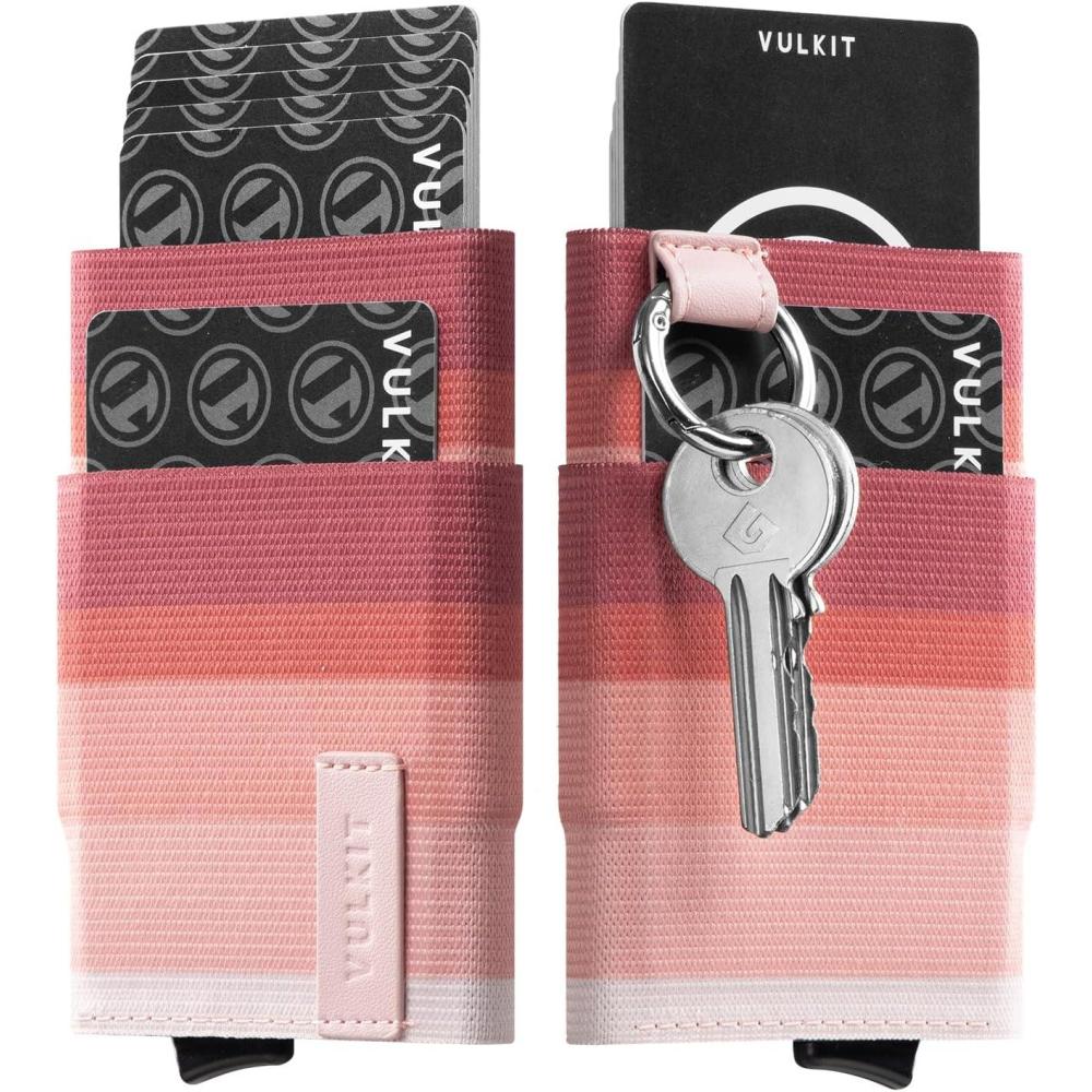 image:imageVULKIT Pop up Wallet for Women with Keychain RFID Blocking Minimalist Slim Credit Card Holder for Gift Leopard KhakiStripe Pink