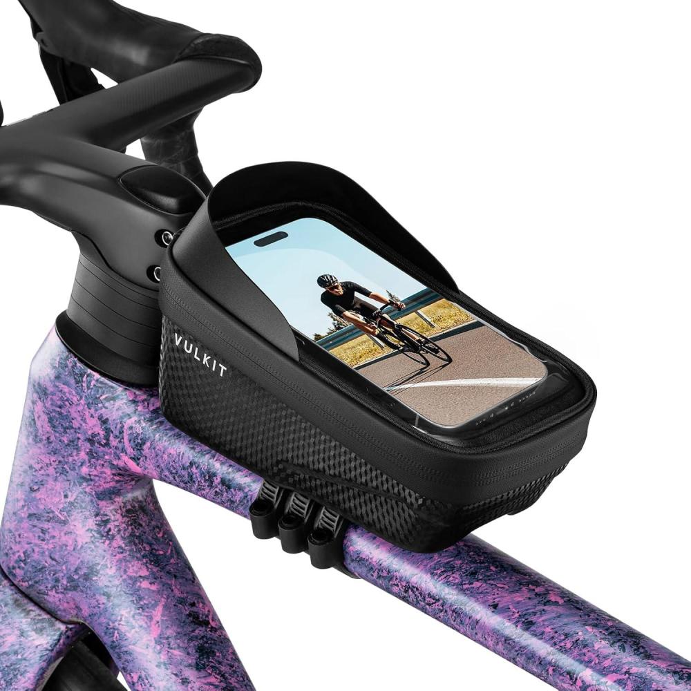 image:imageVULKIT Quick Release Bike Frame Bag Ultra Lightweight Waterproof Bicycle Top Tube Bag with Touch Screen Bike Phone Mount Cycling Accessories for Road and Mountain Bikes Bike Pouch for Adults