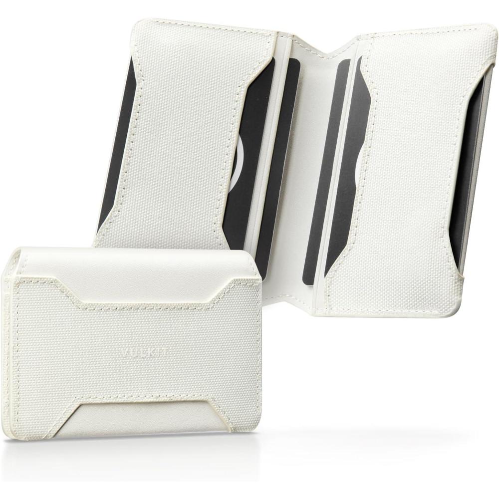 image:imageVULKIT Slim Card Holder Leather Small Front Pocket Wallet with Magnetic Closure RFID Blocking Minimalist Card CaseBeigeBeige