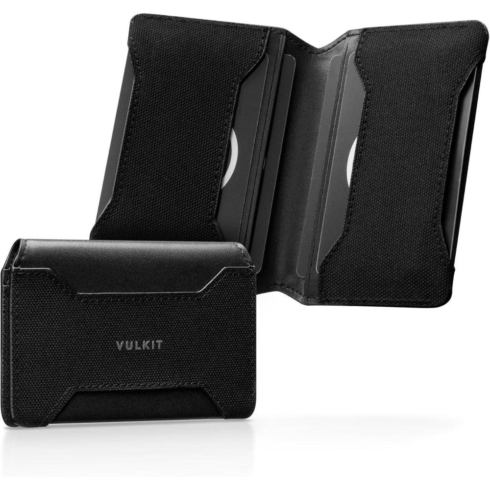 image:imageVULKIT Slim Card Holder Leather Small Front Pocket Wallet with Magnetic Closure RFID Blocking Minimalist Card CaseBeigeBlack