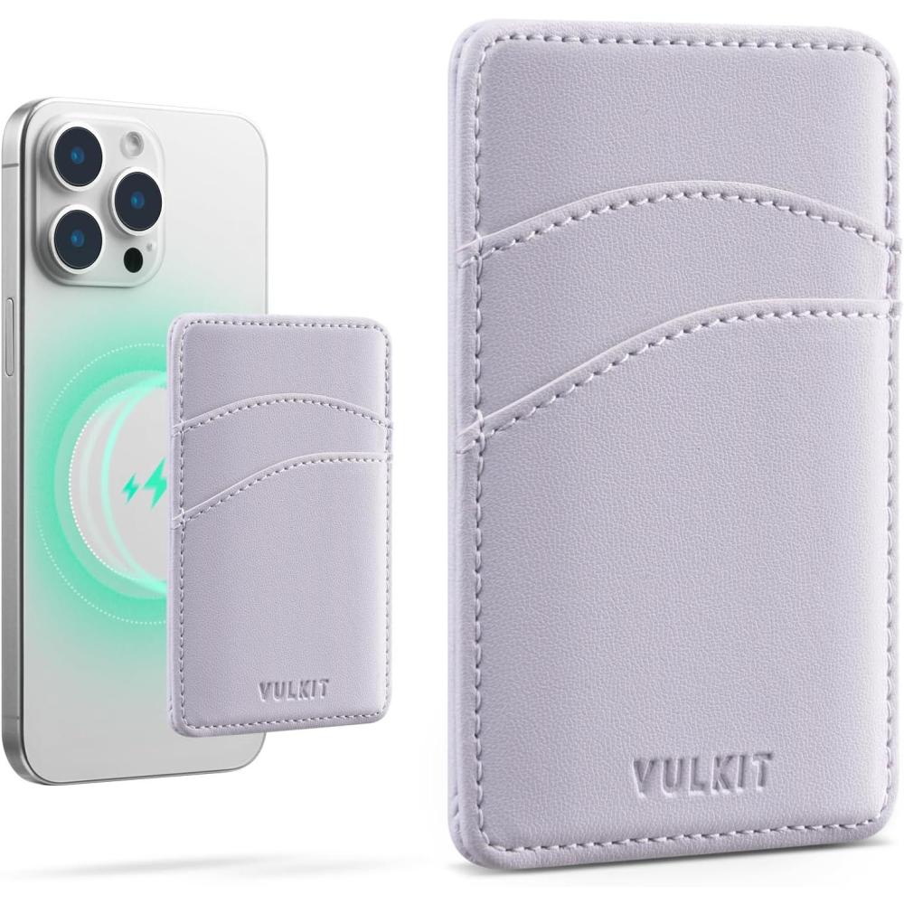 image:imageVULKIT Slim Leather Women Phone Wallet RFID Blocking Magnetic Phone Case Back of SmartphoneLilac