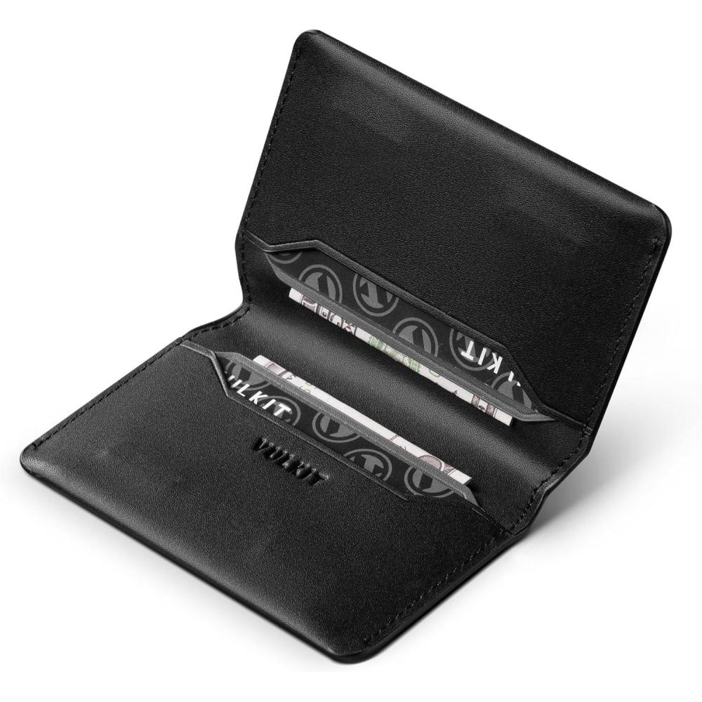 image:imageVULKIT Slim Minimalist Card Holder RFID Blocking Leather Credit Card Holder Front Pocket Wallet Magnetic ClosureBlack