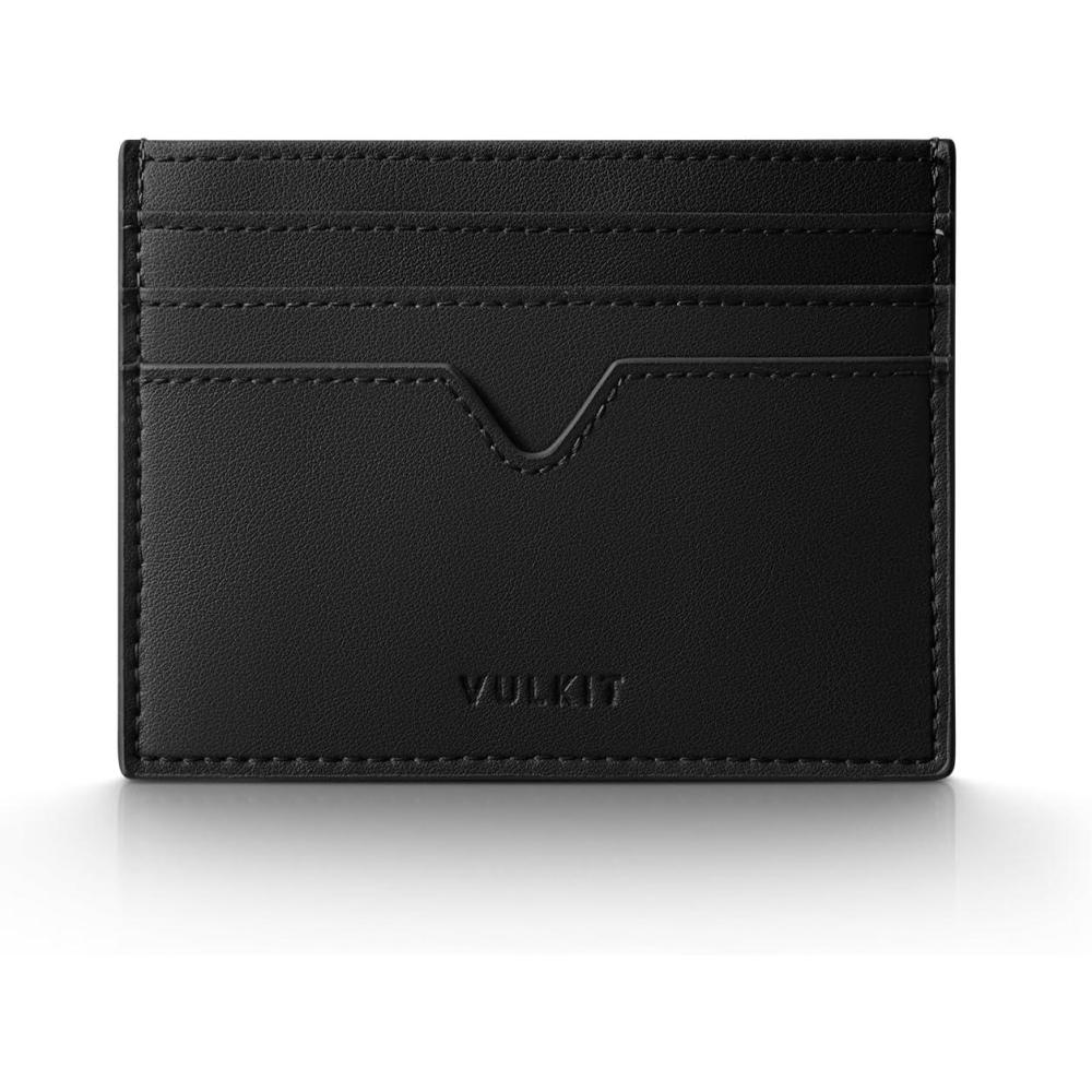 image:imageVULKIT Slim Minimalist Wallet for Men RFID Blocking Credit Card Holder Compact Front Pocket Wallet Holds 6 Cards Cash Notes amp Coins Easy Carry Ultra ThinBlack