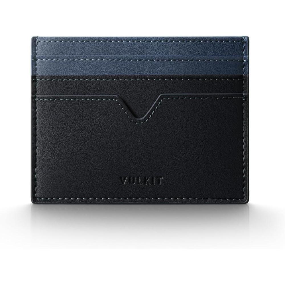 image:imageVULKIT Slim Minimalist Wallet for Men RFID Blocking Credit Card Holder Compact Front Pocket Wallet Holds 6 Cards Cash Notes amp Coins Easy Carry Ultra ThinBlue