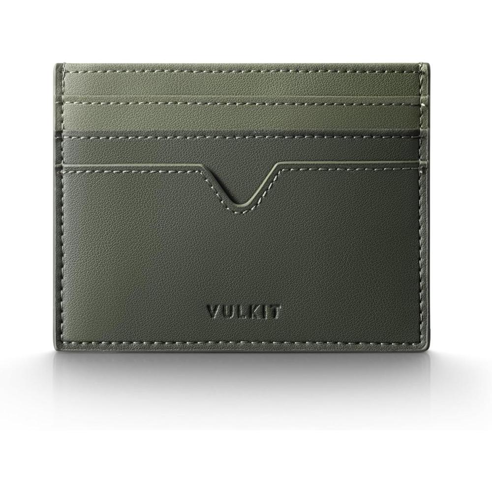 image:imageVULKIT Slim Minimalist Wallet for Men RFID Blocking Credit Card Holder Compact Front Pocket Wallet Holds 6 Cards Cash Notes amp Coins Easy Carry Ultra ThinGreen