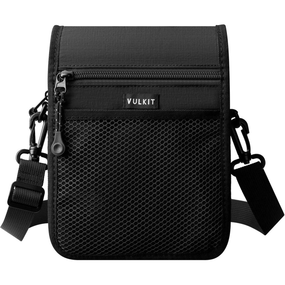 image:imageVULKIT Small Messenger Bag for Men with Adjustable Strap Lightweight Crossbody or Shoulder BagBlack