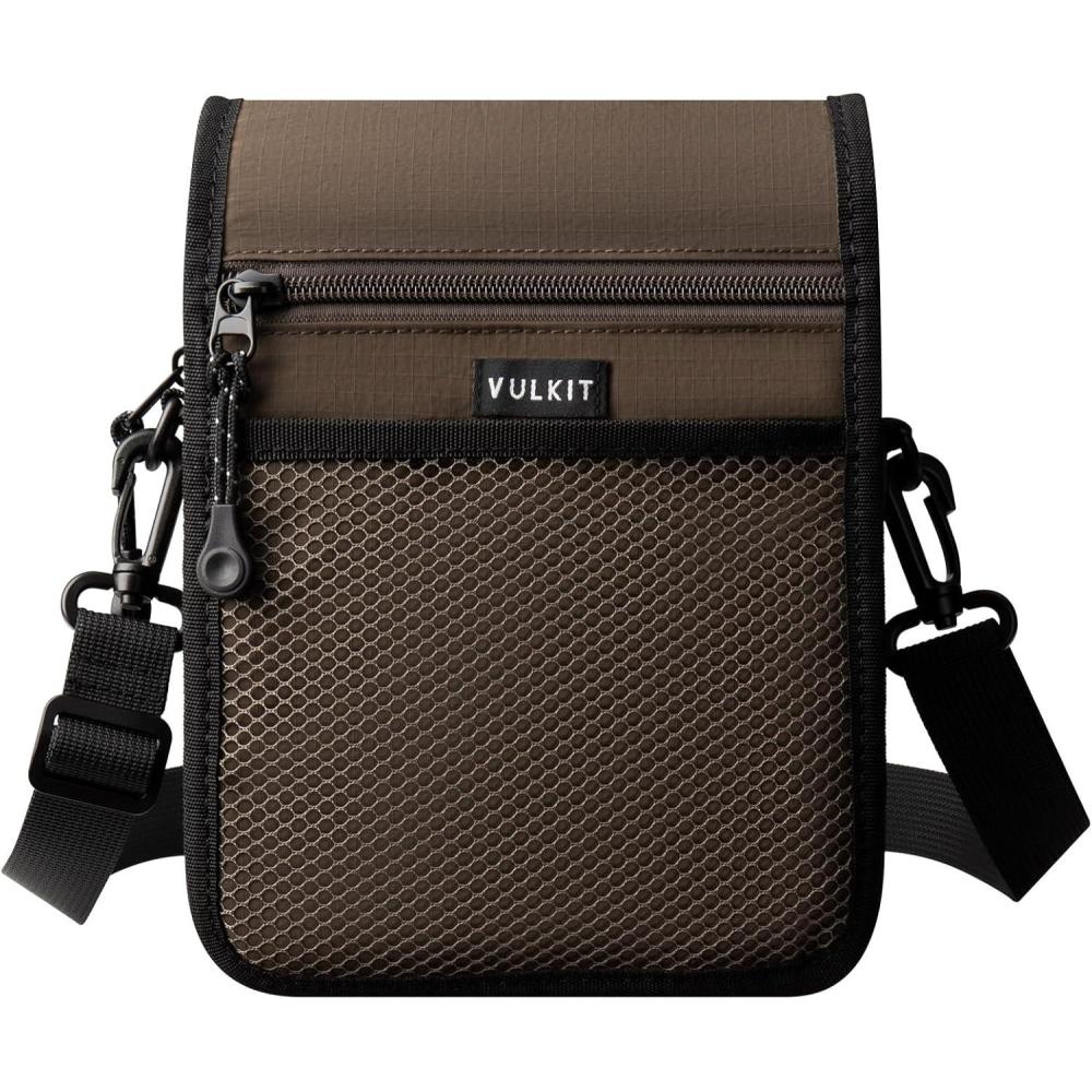 image:imageVULKIT Small Messenger Bag for Men with Adjustable Strap Lightweight Crossbody or Shoulder BagBrown