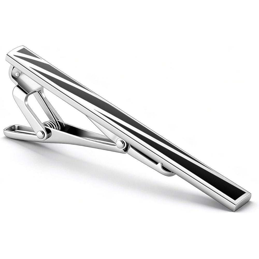 image:imageVULKIT Tie Clip Stainless Steel Gentleman Accessories Minimalist Tie Bar Clasp Clip for Business Party Wedding At WorkDBlack Silver