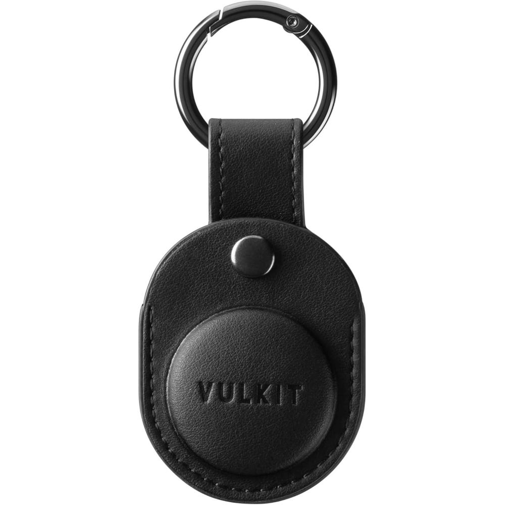 image:imageVULKIT for Air Tag Holder Keychain Full Coverage Protective Case Compatible with Air Tag Nappa LeatherBlack
