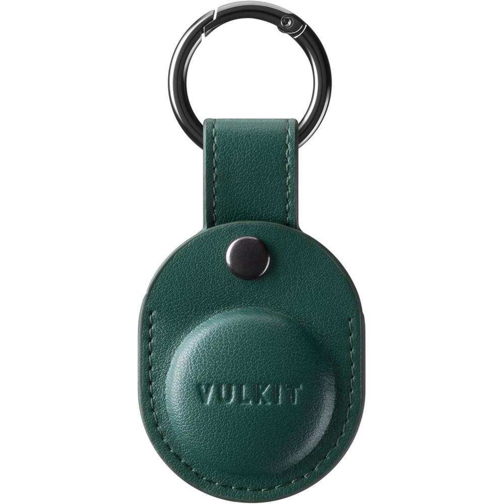 image:imageVULKIT for Air Tag Holder Keychain Full Coverage Protective Case Compatible with Air Tag Nappa LeatherGreen