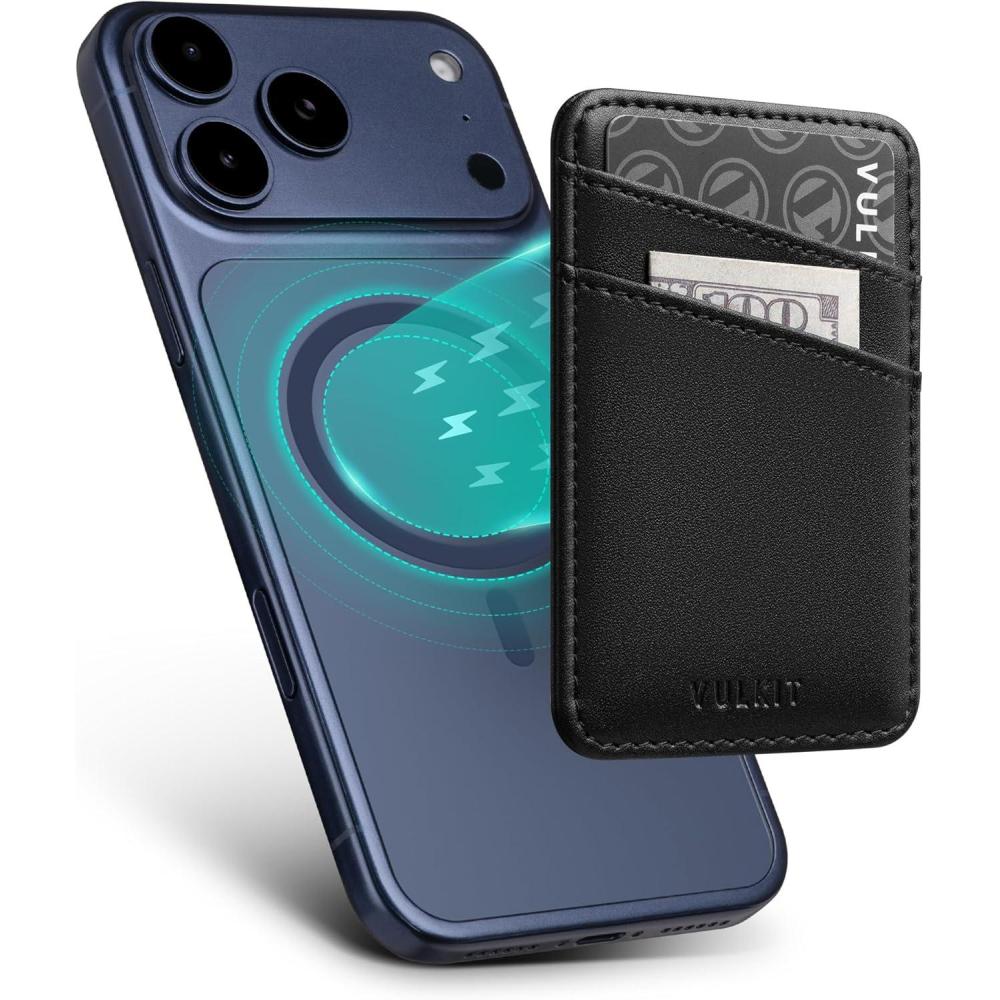 image:imageVULKIT for MagSafe Wallet With RFID Blocking Magnetic Wallet for iPhone 171615141312 Series Galaxy Moto Slim Phone Card HolderBlack