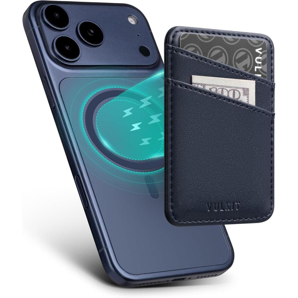 image:imageVULKIT for MagSafe Wallet With RFID Blocking Magnetic Wallet for iPhone 171615141312 Series Galaxy Moto Slim Phone Card HolderDeep Blue