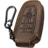 image:imageVULKIT Car Key Fob Cover Leather Full Protection Key Case Shell Compatible with Ford Smart Key 5 Buttons Bronco Mustang F150 F250 F350 Explorer