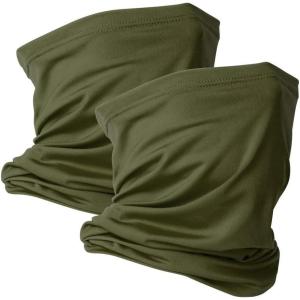 VULKIT 2 Pack Neck Gaiter Face Mask Scarf Reusable Bandanas Tube UV Protection Balaclava Outdoor Sport for Men and Women(Army Green)