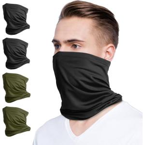 VULKIT 2 Pack Neck Gaiter Face Mask Scarf Reusable Bandanas Tube UV Protection Balaclava Outdoor Sport for Men and Women(Army Green*2+black*2)