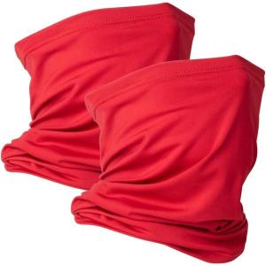 VULKIT 2 Pack Neck Gaiter Face Mask Scarf Reusable Bandanas Tube UV Protection Balaclava Outdoor Sport for Men and Women(Red)