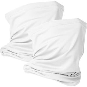 VULKIT 2 Pack Neck Gaiter Face Mask Scarf Reusable Bandanas Tube UV Protection Balaclava Outdoor Sport for Men and Women(White)