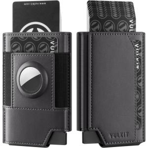 VULKIT Airtag Wallet Mens Minimalist Pop Up Wallet with Money Band & AirTag Holder, RFID Protected(Grey)