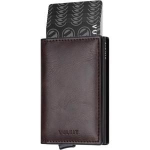 VULKIT Card Holder Pop Up Slim Wallet Leather RFID Blocking Card Case Up to 8 Credit Cards(Espresso)