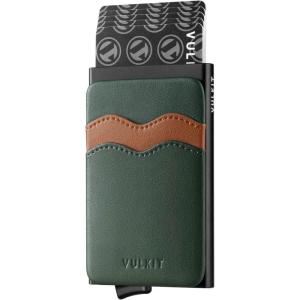 VULKIT Card Holder Pop Up Slim Wallet With Extra Leather Pocket Slots RFID Blocking Credit Card Case for Men and Women(Green)