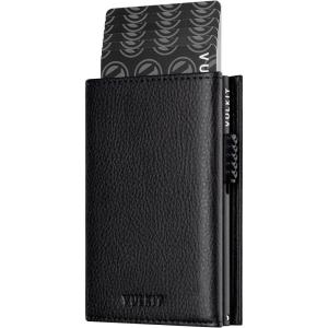 VULKIT Card Holder Wallet with Coin Pocket Magnetic Closure Pop Up Cards With ID Window Leather Wallet for Cash & Credit Cards | with Coin Pocket, Magnetic Closure, Pop Up Cards, With ID Window(Grain Black)