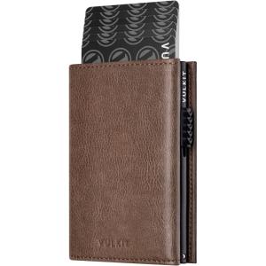 VULKIT Card Holder Wallet with Coin Pocket Magnetic Closure Pop Up Cards With ID Window Leather Wallet for Cash & Credit Cards | with Coin Pocket, Magnetic Closure, Pop Up Cards, With ID Window(Grain Espresso)
