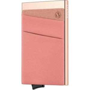 VULKIT Card Holder with Money Pocket Pop Up Wallet RFID Blocking Slim Metal Bank Card Case Holds 5 Cards and Notes(Champagne)