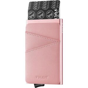 VULKIT Cardholder Wallet for Men Metal Wallets with RFID Blocking Layer Slim Minimalist Aluminum Wallet with Pop up Quick Card Access Business Card Holder, Holds up to 7 Cards(Rose)
