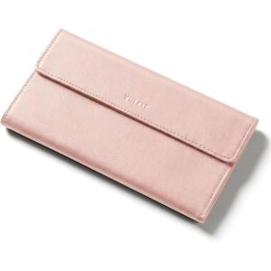 VULKIT Cash Envelope Wallet for Women, Money Wallet Organizer for Cash, 3 Bill & Receipt Compartments, 3 Card & Coin Holders, Classic Black(Dusty Rose)