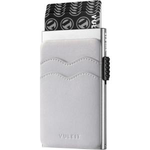 VULKIT Credit Card Holder Minimalist Slim Pop Up Wallet with Leather Slots RFID Blocking for Men and Women Holds 7 Cards and Notes Wine(Pearl White)