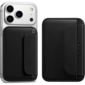 VULKIT Credit Card Holder for Phone case, Slim Adhesive Phone Wallet Stick On for Men & Women, Compatible with Most Cell Phones, Black(Black)