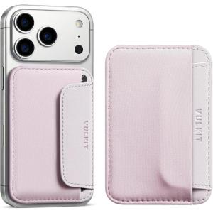VULKIT Credit Card Holder for Phone case, Slim Adhesive Phone Wallet Stick On for Men & Women, Compatible with Most Cell Phones, Black(Soft Lilac)