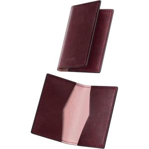 VULKIT Leather Business Card Holder 2 Sided Slim Business Name Card Organizer for Men or Women (Nappa Navy)(Wine)