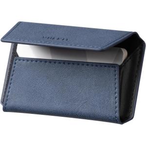 VULKIT Leather Business Card Holder Case for Men Slim Pocket Business Card Wallet Name Card Case Holder, Holds 20 Business Cards Black(Navy)