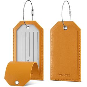 VULKIT Luggage Tags 2 Pack Baggage Tags for Suitcase, Backpacks & Briefcase, Travel Essentials & Cruise Accessories(Amber)