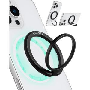 VULKIT Magnetic Phone Ring Holder, Adjustable Cell Phone Stand, Compatible with iPhone 17 Pro Max 16 15 14 13 12, Galaxy, Huawei All Phones, Black(Black)