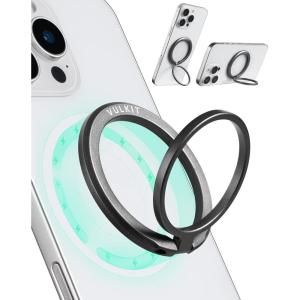 VULKIT Magnetic Phone Ring Holder, Adjustable Cell Phone Stand, Compatible with iPhone 17 Pro Max 16 15 14 13 12, Galaxy, Huawei All Phones, Black(Dark Grey)