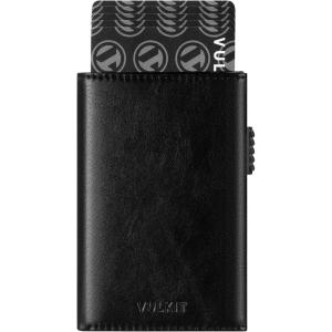 VULKIT Men’s Card Holder Wallet Pop Up Wallet Magnetic Closure RFID Blocking Tri-fold Leather Wallet(Black)