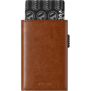 VULKIT Men’s Card Holder Wallet Pop Up Wallet Magnetic Closure RFID Blocking Tri-fold Leather Wallet(Brown)