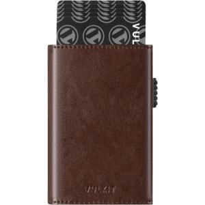 VULKIT Men’s Card Holder Wallet Pop Up Wallet Magnetic Closure RFID Blocking Tri-fold Leather Wallet(Espresso)