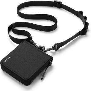 VULKIT Mens Lanyard Bifold Wallet Mens Credit Card Holder Waterproof Fabric RFID Blocking Wallet, with Detachable Lanyard for Outdoor or Daily Traveling, Black(Black)