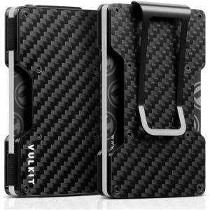 VULKIT Men’s Metal Wallet with Money Clip, Slim Credit Card Holder with Airtag Holder, Minimalist Front Pocket Wallet for Men(Green)(CF)