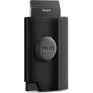 VULKIT Mens Wallet RFID Blocking with Airtag Cover, Pop-Up Credit Card Ejector, ID Window and Coin Pocket, Magnetic Closure, Gift Box Packed, Dark Blue(Black)