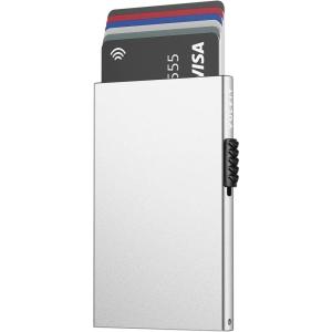 VULKIT Minimalist Credit Card Holder Pop Up Cards RFID Protection Slim Metal Wallet(Silver)