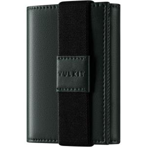 VULKIT Minimalist Leather Rfid Blocking Trifold Wallet with Elastic Band Credit Card Holder with 3 ID windows & Zipper Pocket for Men (Black)(Green)