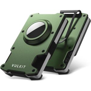 VULKIT Minimalist Slim Wallet for Mens with Money Clip- RFID Blocking with AirTag Holder Design Metal Wallet, Sky Blue(Army Green)